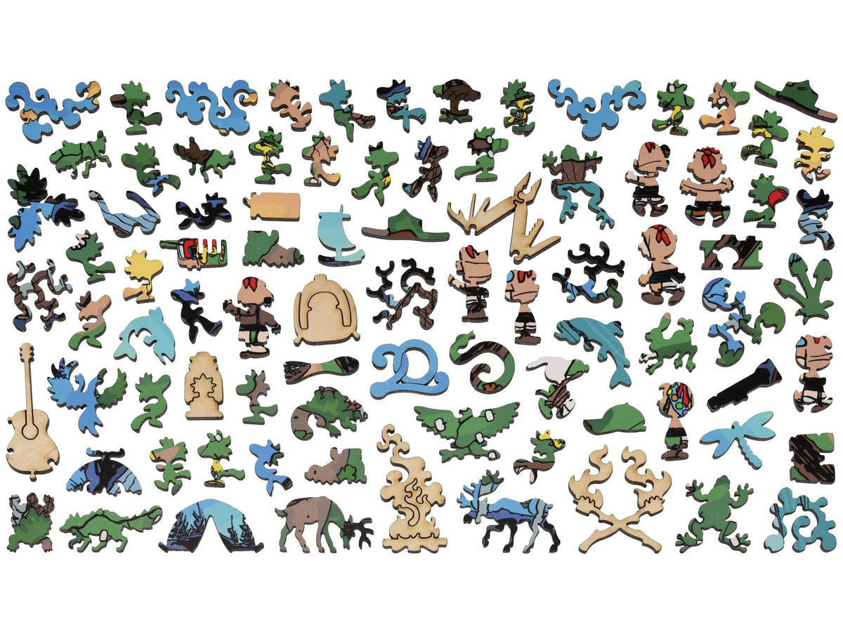 The whimsy pieces that can be found in the puzzle, Happy Campers.