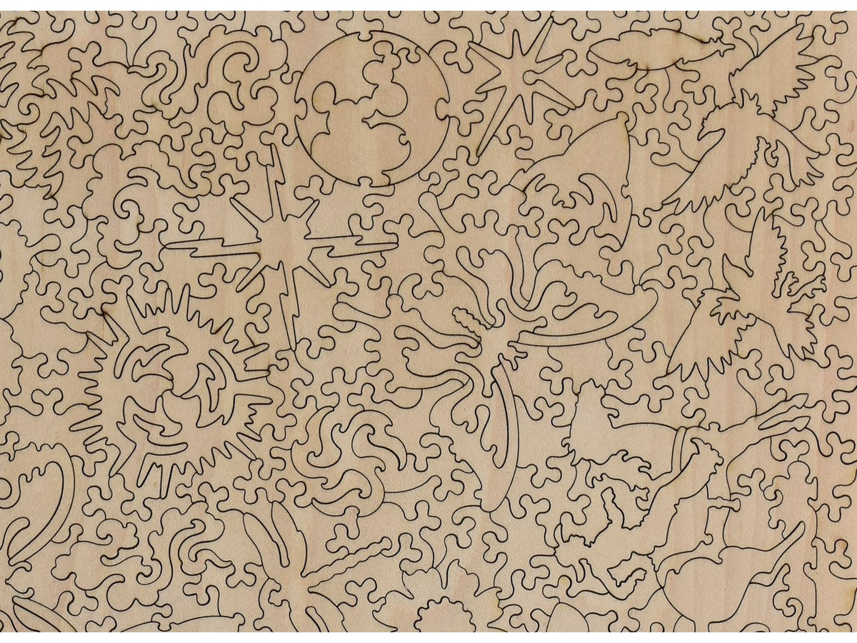 A closeup of the back of the puzzle, How the West Was One, showing the detail in the pieces image.