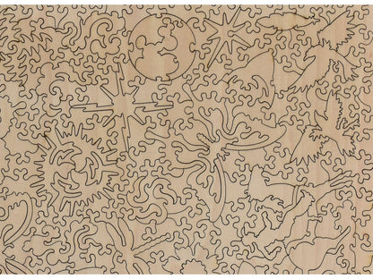 A closeup of the back of the puzzle, How the West Was One, showing the detail in the pieces image.