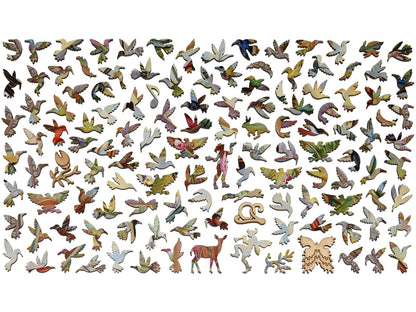 The whimsy pieces that can be found in the puzzle, Hummingbird Collection.