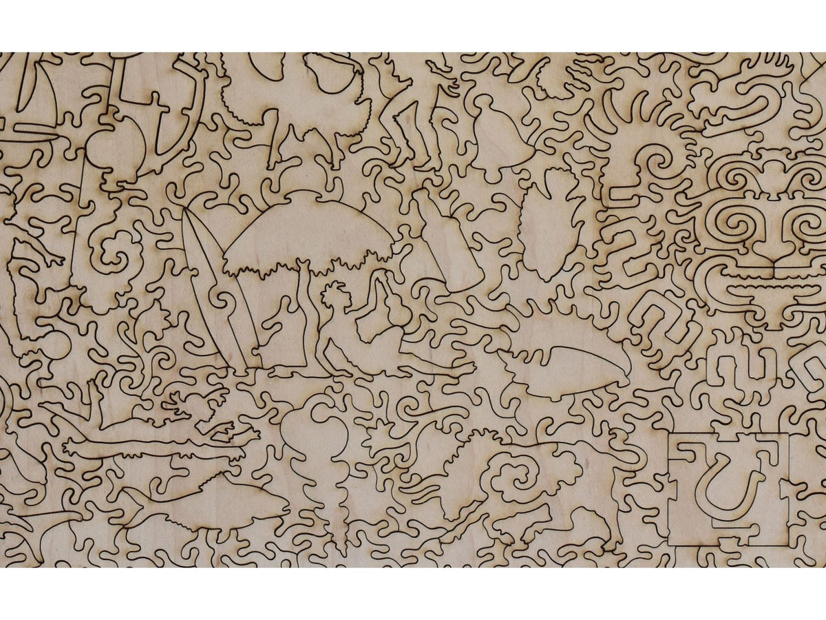 A closeup of the back of the Illustrated Map of the Republic of Mexico showing the detail of the pieces.