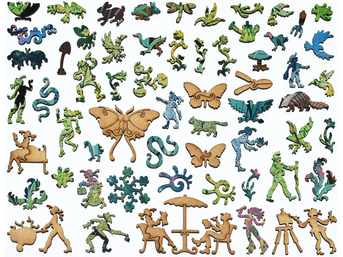 The whimsies that can be found in the puzzle, Jenny's Garden.
