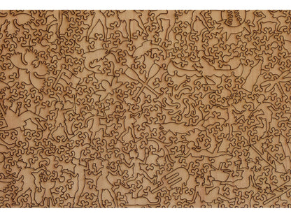 A closeup of the back of the puzzle, Lakeside on the Fourth, showing the detail in the pieces.