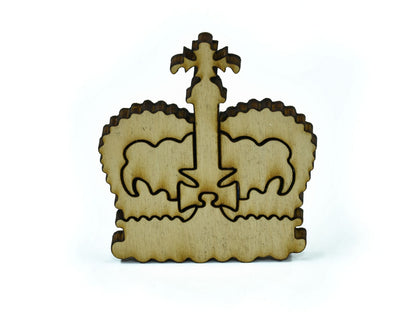 A closeup of pieces in the shape of a crown.