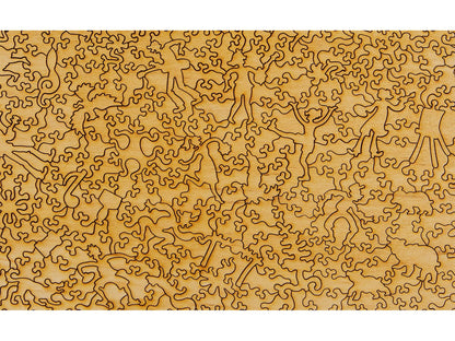 A closeup of the back of the puzzle,  Luncheon of the Boating Party, showing the detail in the pieces.