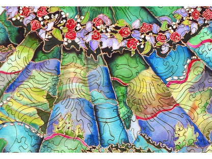 A closeup of the front of the puzzle, Maui, showing the detail in the pieces.