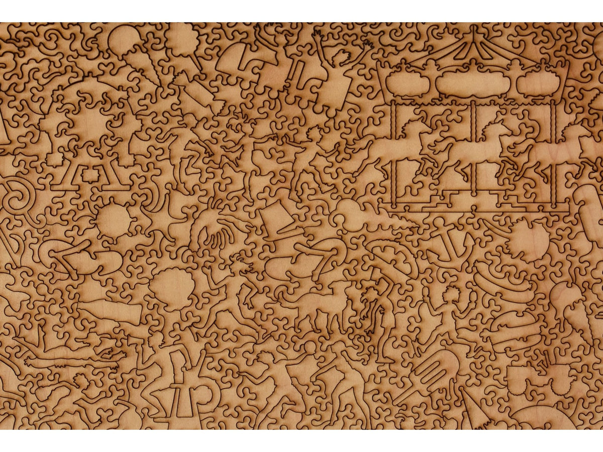 A closeup of the back of the puzzle, Oceanbay Carnival Pier, showing the detail in the pieces.