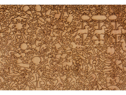 A closeup of the back of the puzzle, Oceanbay Carnival Pier, showing the detail in the pieces.