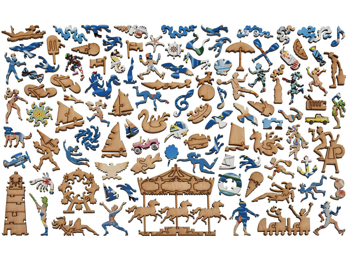 The whimsy pieces that can be found in the puzzle, Oceanbay Carnival Pier.