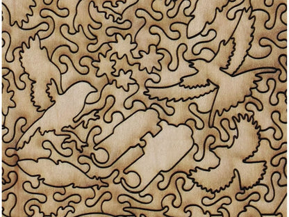Second image for A closeup of the back of the puzzle, Oiseaux: Varieties of Birds, showing the detail in the pieces.