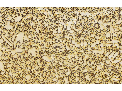 A closeup of the back of the puzzle, Owl Woodland Flower.
