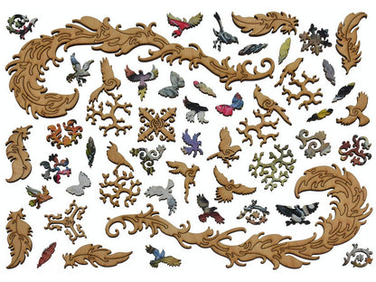 The whimsies that can be found in the puzzle, Patchwork Birds.