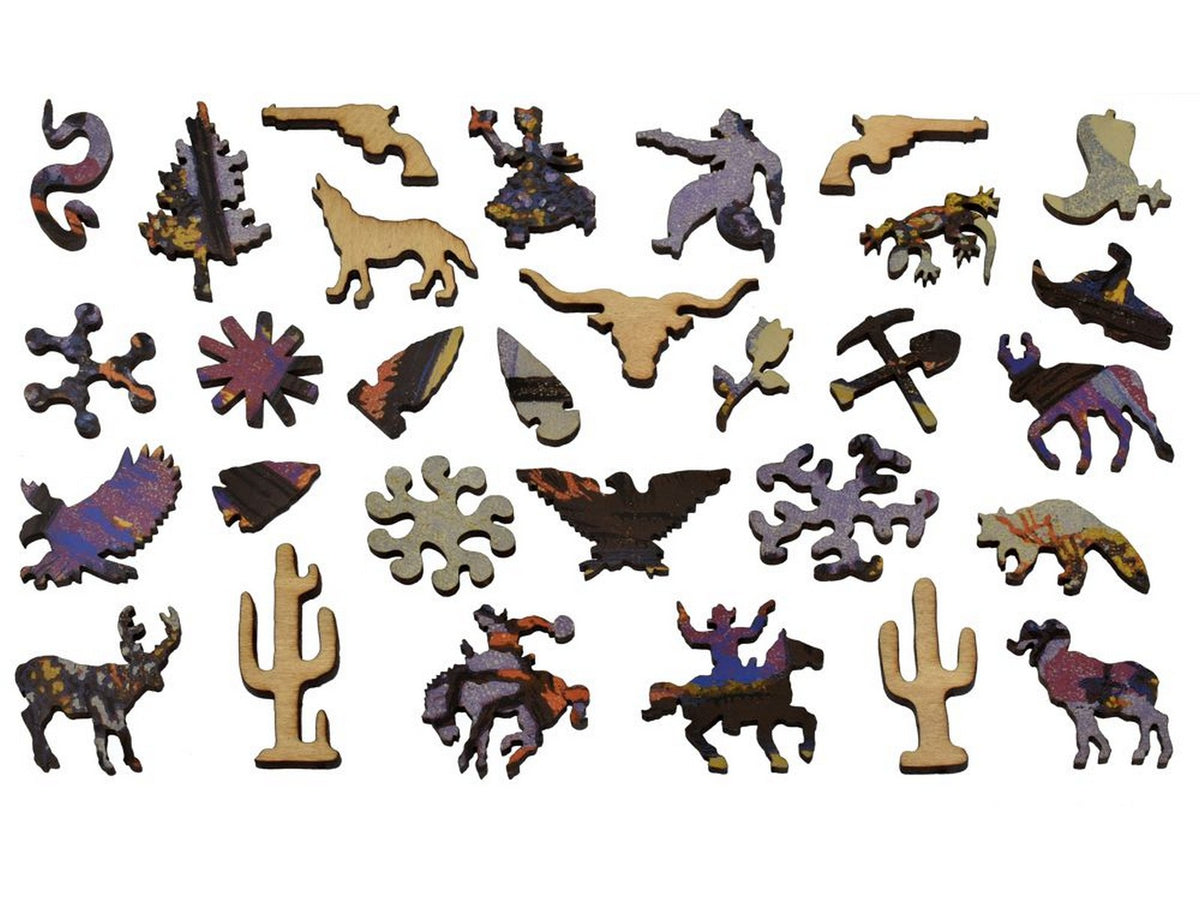 The whimsy pieces that can be found in the puzzle, Pines - Grand Canyon.
