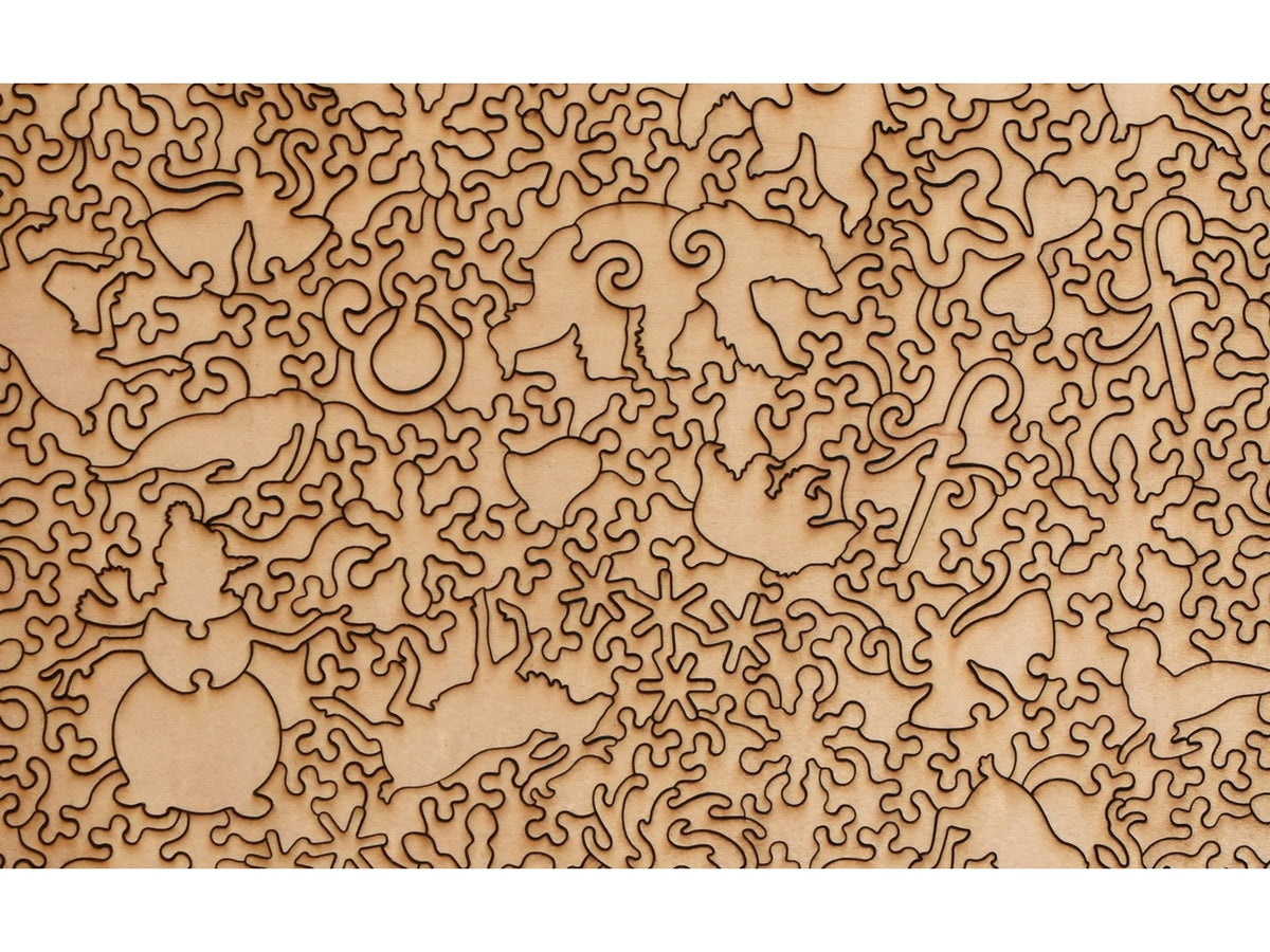 A closeup of the back of the puzzle, Polar Ribbon Dance, showing the detail in the pieces.