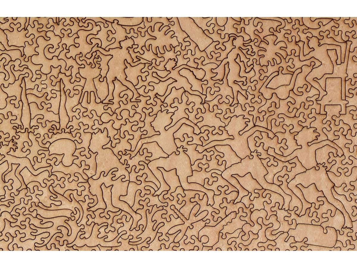 A closeup of the back of the puzzle, Pool Patterns, showing the detail in the pieces.