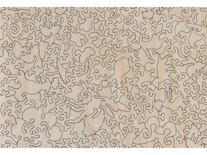 A closeup of the back of the puzzle, Poppy, showing the detail in the pieces.