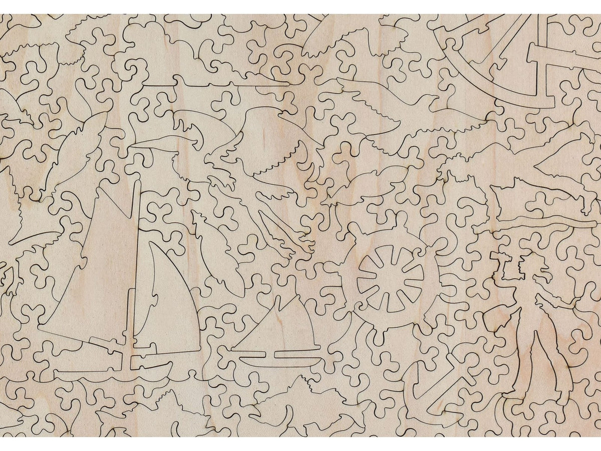 A closeup of the back of the puzzle of Monet's Sailboat at Le Petit Gennevilliers.