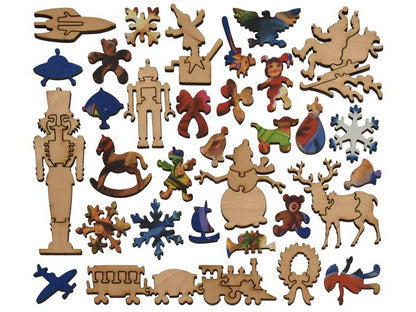 The whimsies that can be found in the puzzle, Santa's Toboggan Ride.