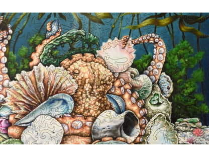 A closeup of the front of the puzzle, Sea Change Project, showing the detail in the pieces.