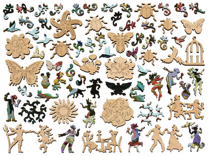 The whimsy pieces that can be found in the puzzle, Social Graces.