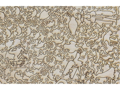 A closeup of the back of the puzzle, Some Things Are Scary.