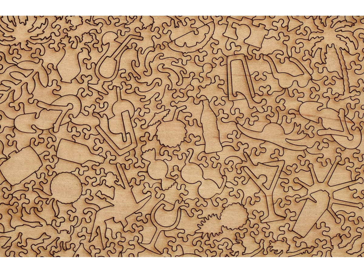 A closeup of the back of the puzzle, Spring Break Bar, showing the detail in the pieces.