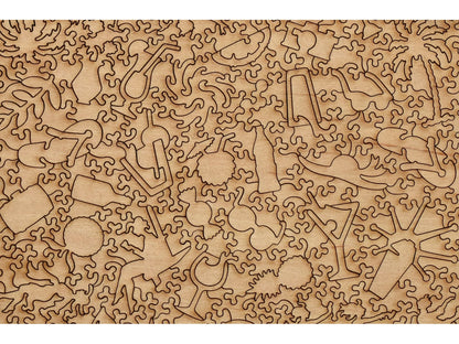 A closeup of the back of the puzzle, Spring Break Bar, showing the detail in the pieces.