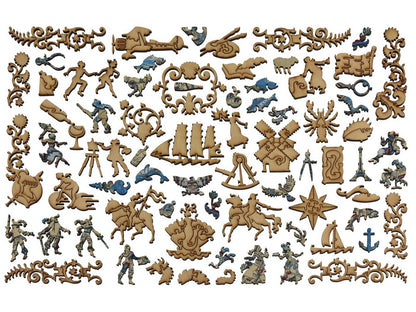 The whimsies that can be found in the puzzle, A Story Map of France.