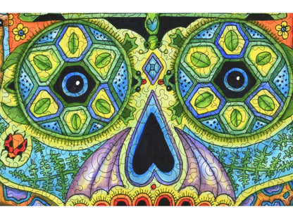 A closeup of the front of the puzzle, Sugar Skull.