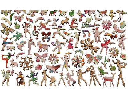 The whimsy pieces that can be found in the puzzle, Sunday Afternoon in the Country.