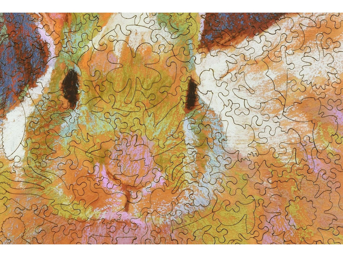 A closeup of the front of the puzzle, Sunny Bun, showing the detail in the pieces.