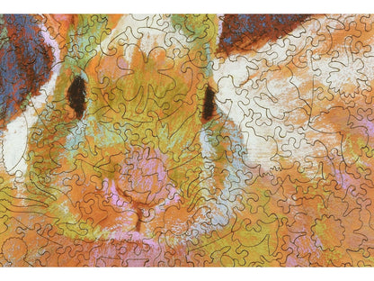 A closeup of the front of the puzzle, Sunny Bun, showing the detail in the pieces.