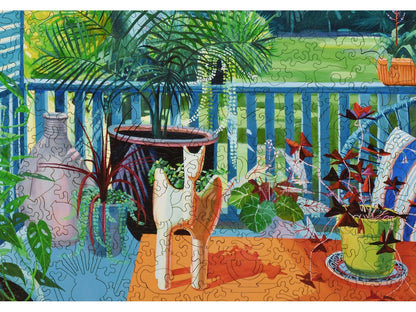 A closeup of the front of the puzzle, Sunspots, showing the detail in the pieces.