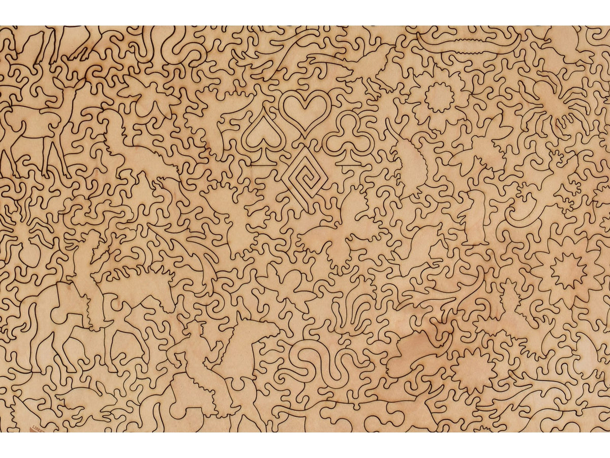 A closeup of the back of the puzzle, Texas Flush, showing the detail in the pieces.