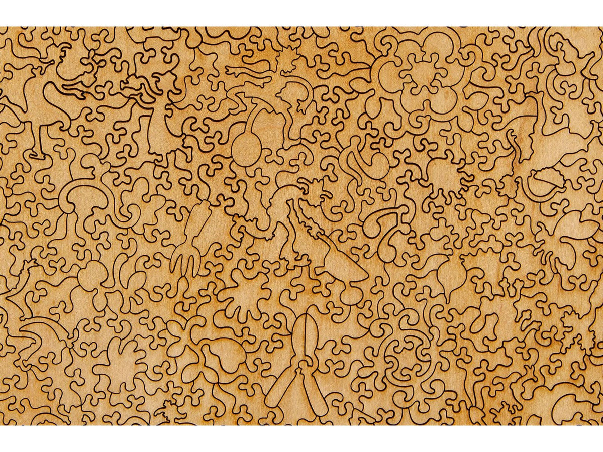 A closeup of the back of the puzzle, The Artist's Garden at Vetheuil, showing the detail in the pieces.