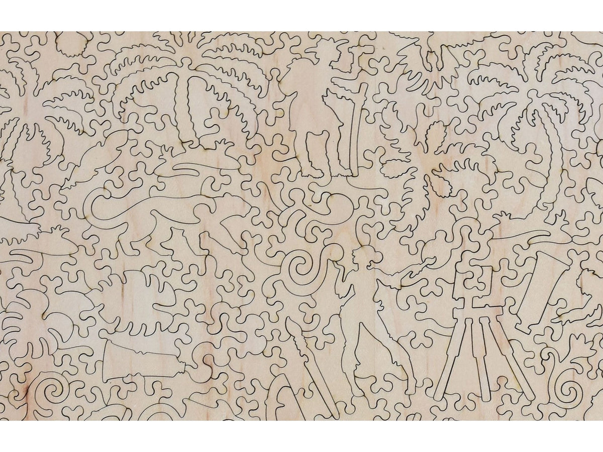 A closeup of the back of the puzzle, Fisherman or Exotic Lands.