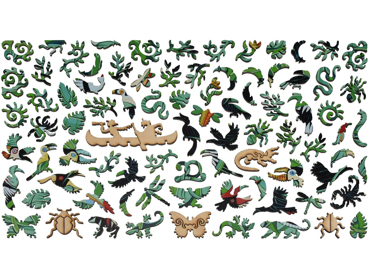 The whimsy pieces that can be found in the puzzle, Toucans and Hornbills.