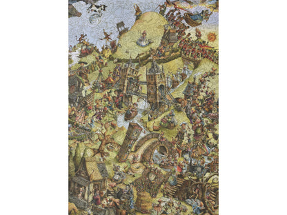 The front of the puzzle, Valley of Rhyme, showing lots of small depictions of fairy tails and nursery rhymes.