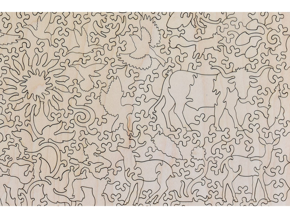 A closeup of the back of the puzzle, Vaqueros Andres, by Duke Beardsley.