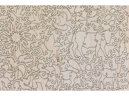 A closeup of the back of the puzzle, Vaqueros Andres, by Duke Beardsley.