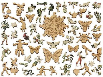 The whimsies that can be found in the puzzle, Vegetables and Plants.