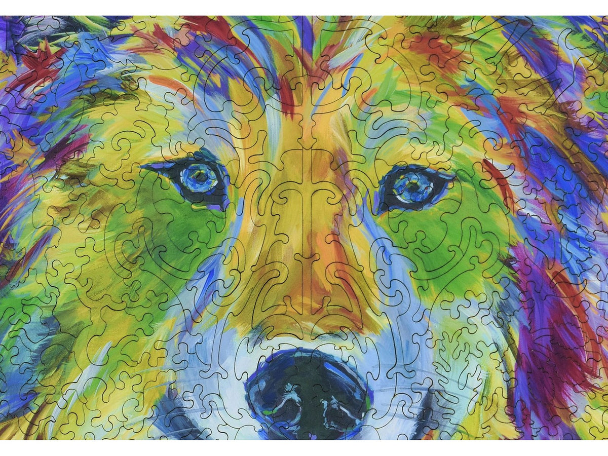 A closeup of the front of the puzzle, Wild in Spirit, showing the detail in the pieces.