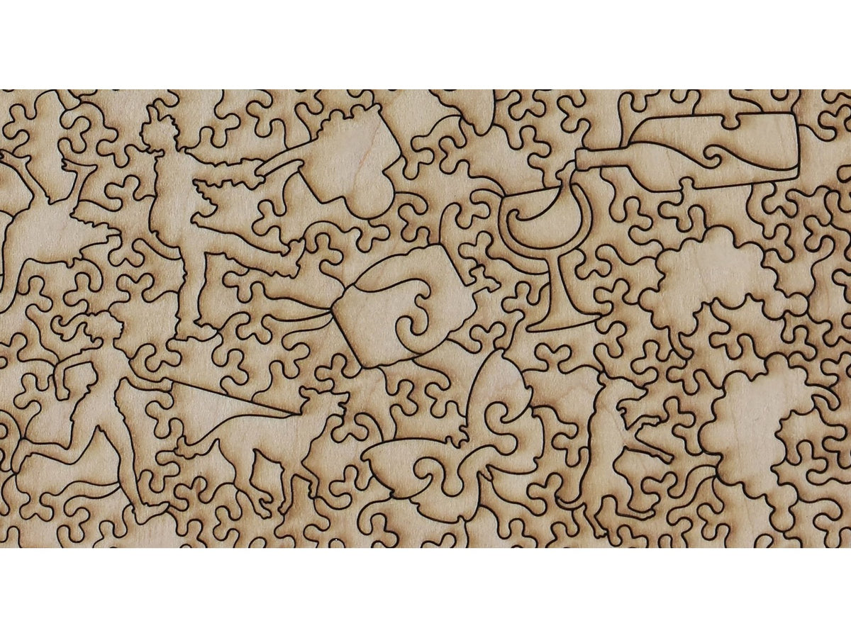 A second closeup of the back of the puzzle, The Wine Tour, showing the detail in the pieces.