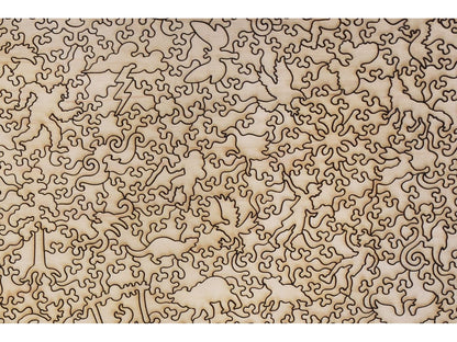 A closeup of the back of the puzzle, Yosemite, showing the detail in the pieces.