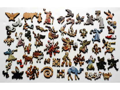The whimsy pieces that can be found in the puzzle, Adoration of the Magi.