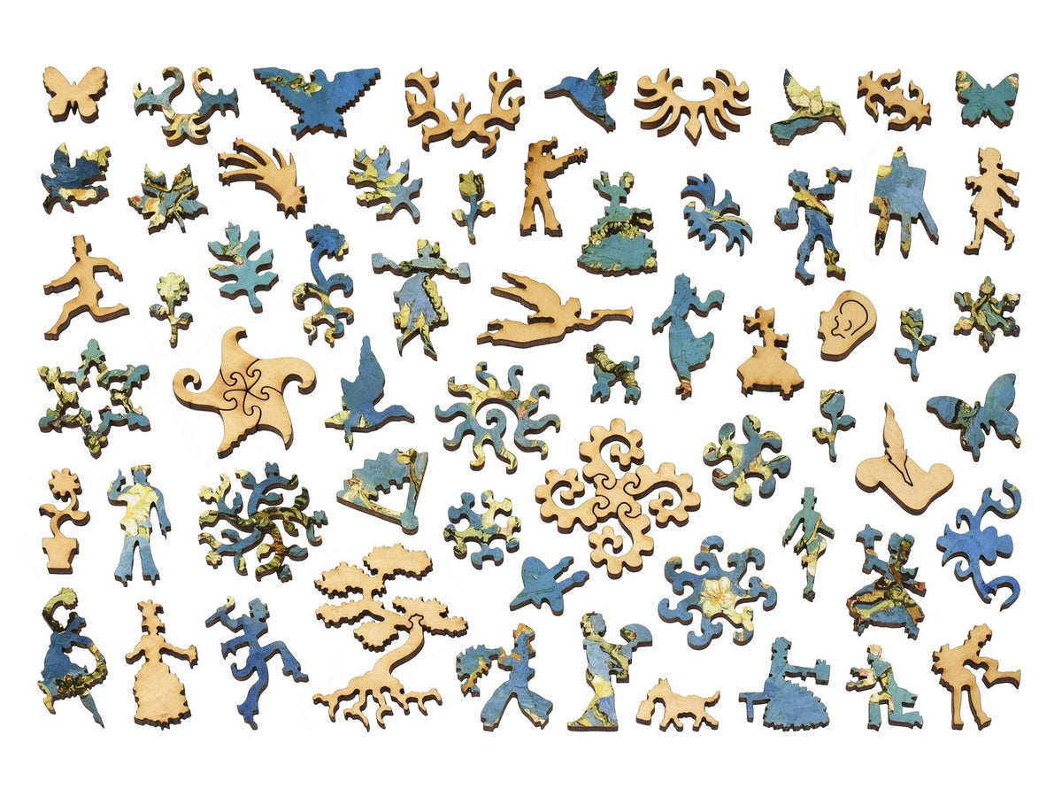 The whimsy pieces that can be found in the puzzle, Almond Blossom.