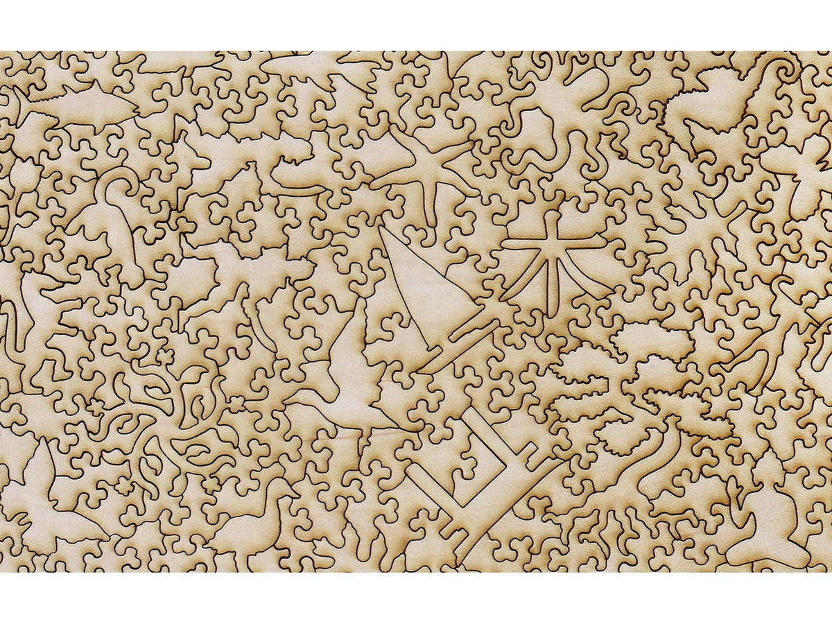 A closeup of the back of the puzzle, Armor Hanging Pine.