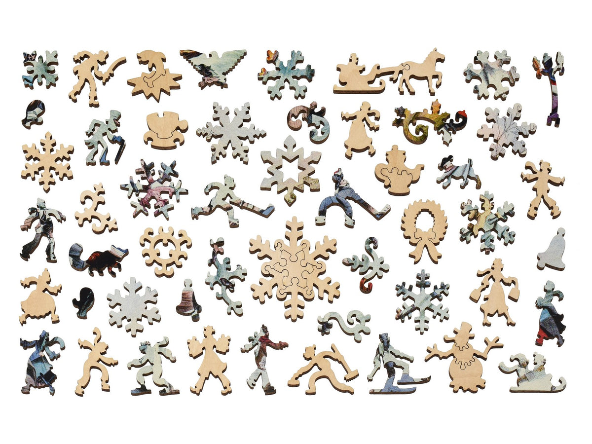 The whimsy pieces that can be found in the puzzle, Central Park, Winter.