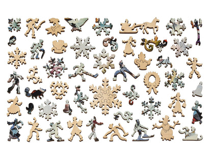 The whimsy pieces that can be found in the puzzle, Central Park, Winter.
