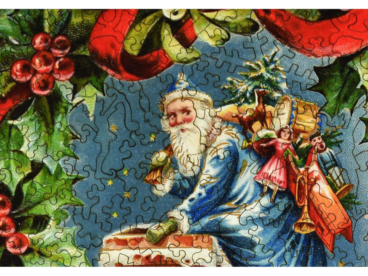 A closeup of the front of the puzzle, Christmas Wreath.